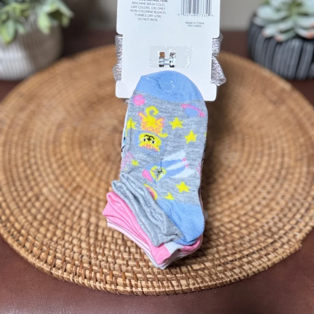 10 pairs Totally Sox Girls’ No Show Socks with Silver Ribbon Bow Hair Pin